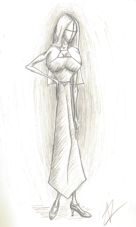 Tie Dress - I wanted to see what would happen if I designed a dress in the shape of a man's tie. Turns out, to fill out the top section right, very few women would be able to actually wear this one.